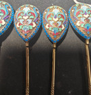Russian Silver 84 Enamel Tea Spoons