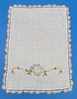 2 Hand Embroidered Floral Multicolor Lace Cotton Place Mats dresser Mats