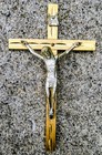 Vintage Brass Crucifix Wall Cross With Silver Tone Metal Jesus Figure Inri 6 
