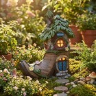 Solar-powered Boot-shaped Fairy House Ornament For Outdoor Gardens