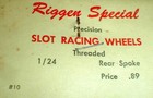 Riggen Special Aluminum 4 Slot Rear Wheels Slot Car Original 1 24 Uos 10 Scarce