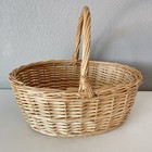 Lot Of 2 Woven Rattan Oval Wicker Basket With Handle
