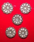 5 Pc Lot Italian Filigree Flower Button Set