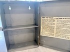 Vintage Metal First Aid Cabinet Sign Gray green Cross W  Instruction Label   