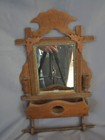 Nice Antique 19th C Victorian Walnut Shaving Mirror W Tray   Candle Holders