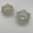 Pair Of Antique French White Frosted Glass Rose Petal Shades Art Nouveau France