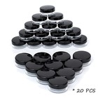 20 Pcs 10 Gram Black Sample Cosmetic Containers Lids Refillable Empty Jars