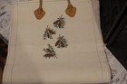Vintage L l bean Canvas Firewood Log Holder Leather Handles Pine Cones