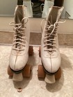 Vintage Ladies Sz  8 Variflex White Roller Skates Sealed Bearing Wheels