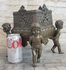 Massive Ornate Vintage Antique Metal Jardiniere Planter Bronze Brass Figure Sale