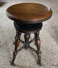 Antique H Holtzman   Son Piano Organ Stool Glass Ball  Claw Feet Adjustable Seat