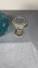 Vtg Aqua Blue Swirl Glass Hurricane Globe Votive Candle Holder With Jeweled Rim