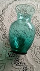 Flower Vase Aqua Teal Swirl Glass Design