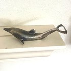 Vintage Silver Plated Dolphin Metal Bottle Opener Cap And Twist 6 5 