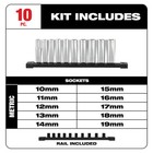Milwaukee 48-22-9505 3 8  Drive Deep Well Metric Socket Set - 10pc
