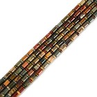 Natural Red Creek Jasper Cylinder Tube With Rondelle Beads 6x10mm 15 5   Strand