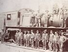 Antique 1910 Cabinet Card Photo Steam Locomotive Railroad Workers Mansfield Ohio