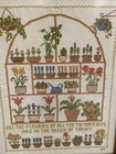 Vintage Flowers Needlepoint Art Cross Stitch Embroidered 22x18 Wood Framed Glass