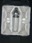 Home Essentials Hex 11 Martini Cocktail Set Shaker Tray Glasses Etched Lines