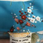 Vtg Japanese Kimono Robe 100  Polyester Made In Japan Blue Floral Print