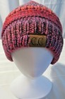 C c  Women s Burgundy Mix Messy Bun Beanie Tail One Size New With Tags