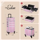 4-in-1 Makeup Train Case Aluminum Cosmetic Trolley 4 Wheels Lockable Pink