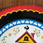 Vtg Pennsylvania Dutch Folk 19-1 8    Round Metal Serving Tray Party Amish Decor