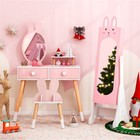 Kids Pink Vanity Set Princess Makeup Dressing Table Chair With Jewelry Armoire