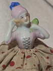 Vintage Pin Cushion Half Doll Polka Dot Skirt Art Deco Porcelain Flapper Japan