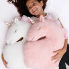 Set Of 2 Decorative Unicorn Pillows For Girls Kids Bed Room - White Pink Fluf   