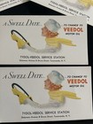 Original Vintage Veedol Motor Oil Ink Blotter Card Advertising Gas Lot Of 2