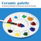 Artist Ceramic Palette  11 Well Round Porcelain Watercolor Paint Palette For    