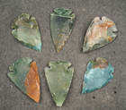 6 Green Split 1 4  Flint Arrowhead Spearhead Point Knife Blade  I-500