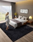 Vevor Indoor Plush Area Rug 8 X 10ft Black Plush Carpet For Living Room Bedroom