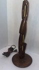 Vtg Danish Mid Century Modern Sculptural Abstract Teak Walnut Wood Brass Lamp