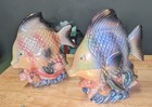 2 Vtg Iridescent Pearl Lusterware Porcelain Kitsch Under The Sea Fish Figurines 