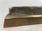 Vtg Brass Train Railroad Locomotive Metal Desk Paperweight Wood Base