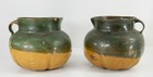 Antique Vintage Mexican Green Glazed Pottery Decorative Jugs Pitchers
