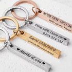 Custom 1-4 Side Name Keychain Jewelry Accessories Personalized Engraved Keyring