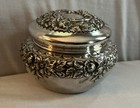 Antique Gorham Sterling Silver Powder  Dresser Jar  Repousse Design 111 Grams