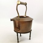 Antique Copper   Brass Spirit Kettle With Stand Rustic Patina Missing Lid