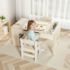 Toddler Art Table Chair Set 3in1 Storage 6 Paint Cups 6 Bins Paper Roll Yellow