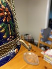 Vintage Hand Blown Cobalt Blue Glass Sanctuary Lamp  Dragon Hooks 