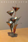      Mid Century Brutalist Flower Sculpture  Metal Bronze 50s 60s Vtg Modern Art    