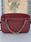 Michael Kors Jet Set Item Large East West Zip Chain Crossbody Chili Red Gold