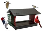 Post Mount Seed   Suet Bird Feeder 4 Season Covered Combo With Screen Floor Usa