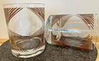 Georges Briard-2-brown Angle Lines Geometric Bar Glass Retro Mcm -vtg
