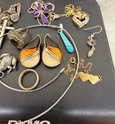 Vintage Jewelry Lot Sterling 925 Mixed Rings Pendants Earrings Necklaces 2 7 Oz