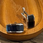 Rectangular Navy Stone Daily Wear Cufflinks Men Birthday Gift Cuff Link With Box