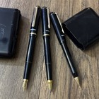 Rare Marksman 3 Piece Ballpoint Fountain Pen Pencil Set With Case Vintage